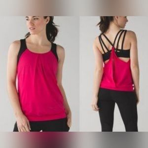 Lululemon  Pink Mesh Nouveau Limits Tank w/ Black sz 4 Pre-owned